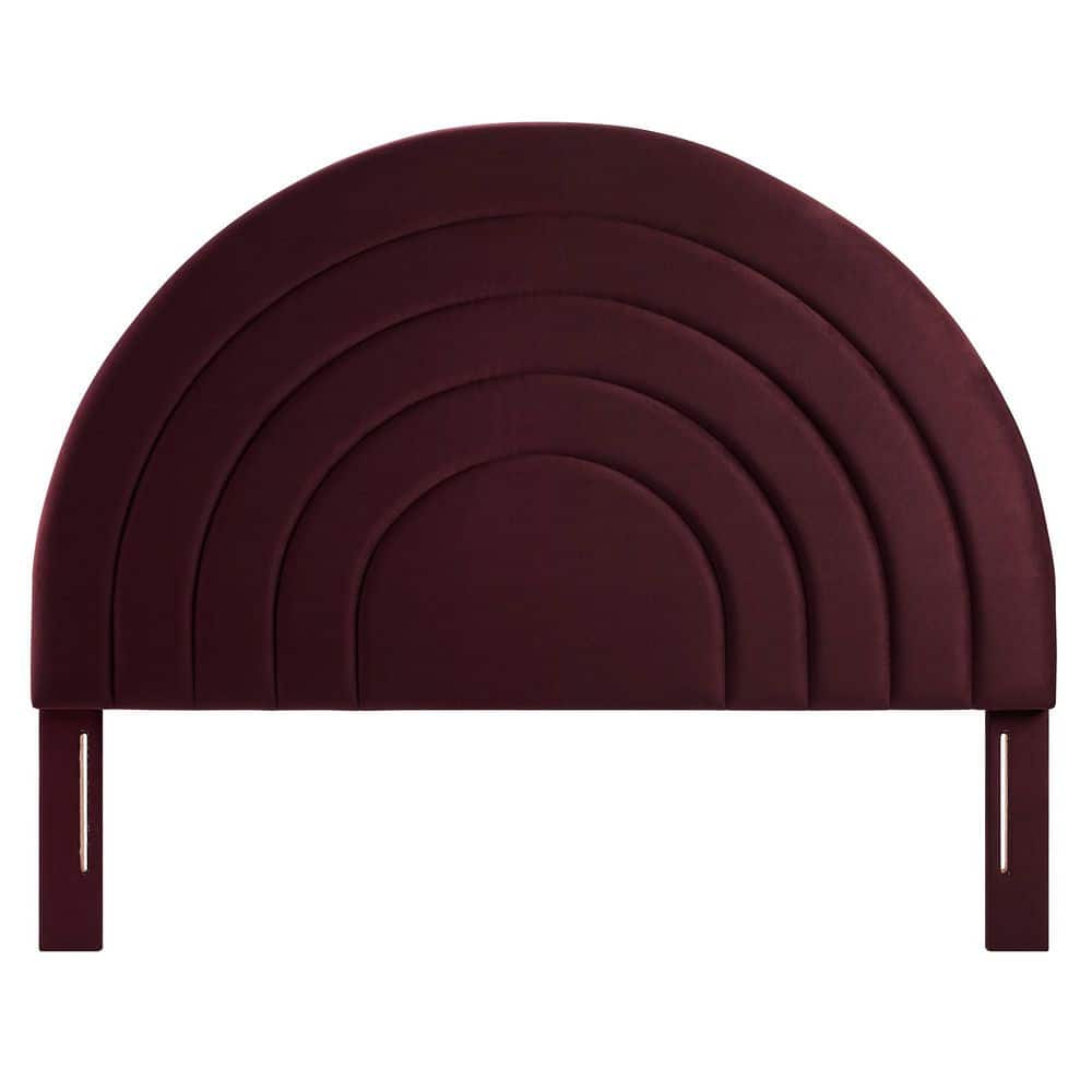 Mulberry Velvet Upholstered Full Headboard with Arched Design