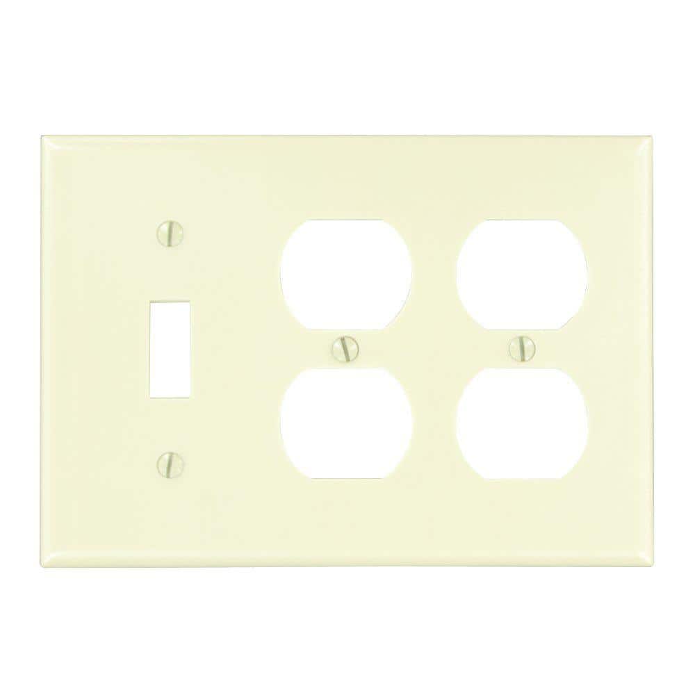 Ivory 3-Gang 1-Toggle 2-Duplex Thermoset Wall Plate