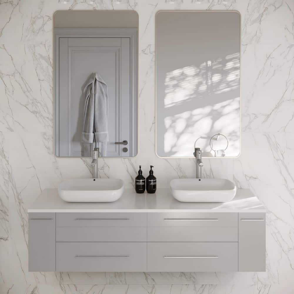 Lucera 59 in. Wall Mount Floating Double Bath Vanity Cabinet without Top in Gray - Vessel Sink Compatible price history on PriceWatchPro