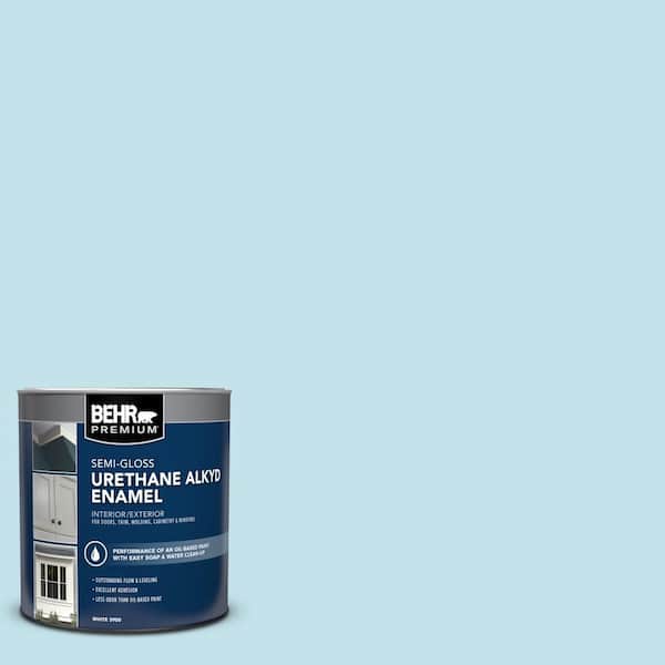 BEHR PREMIUM 1 qt. #540C-2 Serene Sky Semi-Gloss Enamel Urethane Alkyd Interior/Exterior Paint