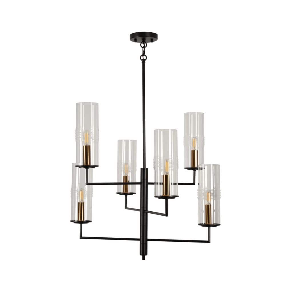 Caulford 6-Light Black Shaded Geometric Chandelier price history on PriceWatchPro