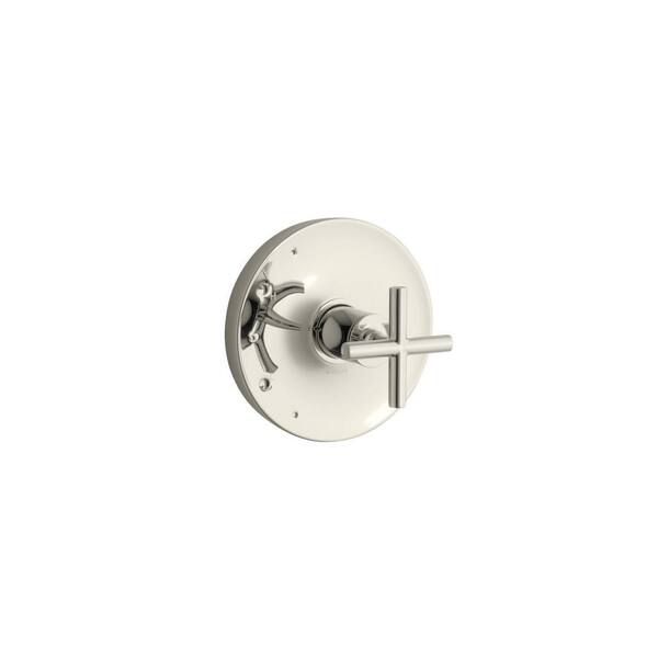 KOHLER Purist Rite-Temp 1-Handle Tub and Shower Faucet Trim Kit with Cross Handle in Polished Nickel (Valve Not Included)