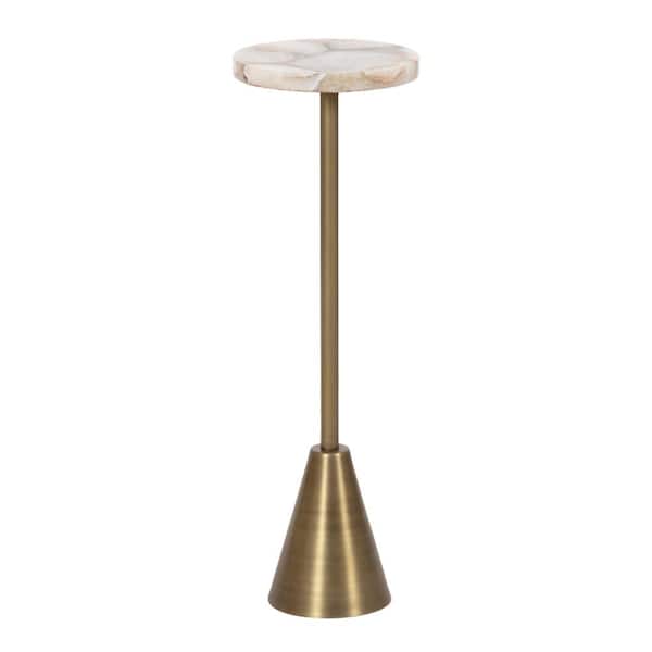 Kate and Laurel Sitara 8 in. Gold Round Metal End Table