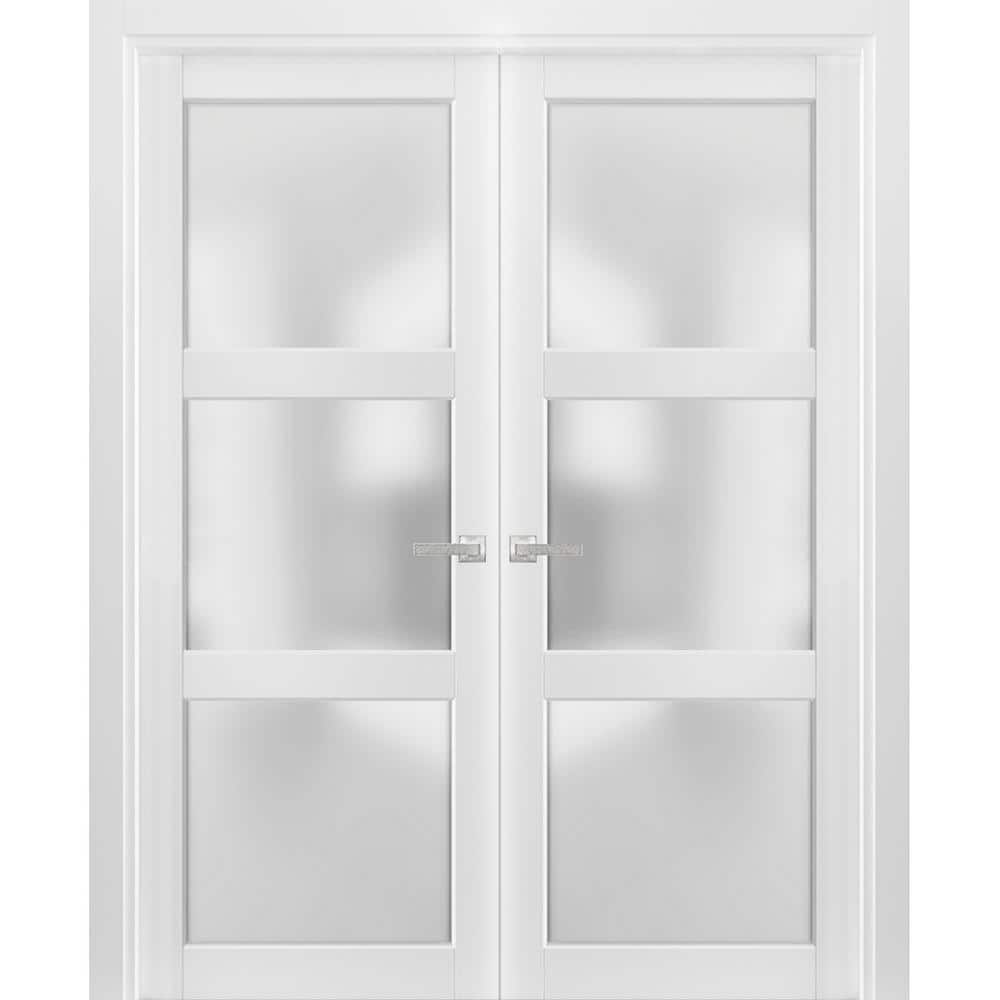 36 in. x 96 in. White Finished Universal/Reversible Frosted Glass Solid Wood Assembly Required Interior Door Kit price history on PriceWatchPro