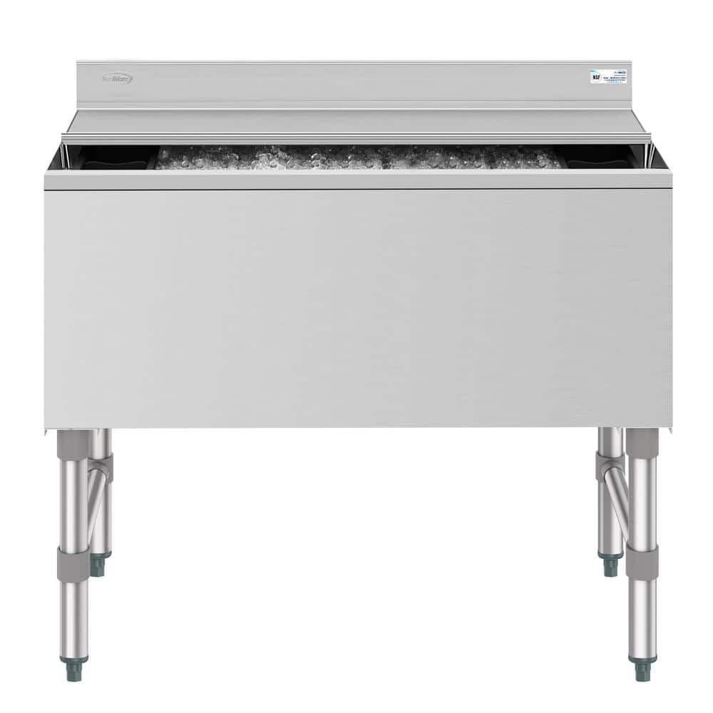 36" Stainless Steel Commercial Underbar Ice Bin with Sliding Lid