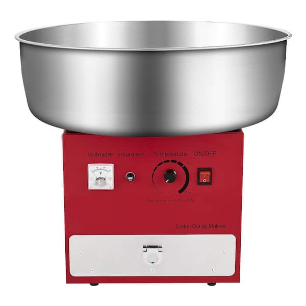Electric Cotton Candy Machine 1000-Watt Commercial Candy Floss Maker with 20.5 in. Stainless Steel Bowl Sugar Scoop Red