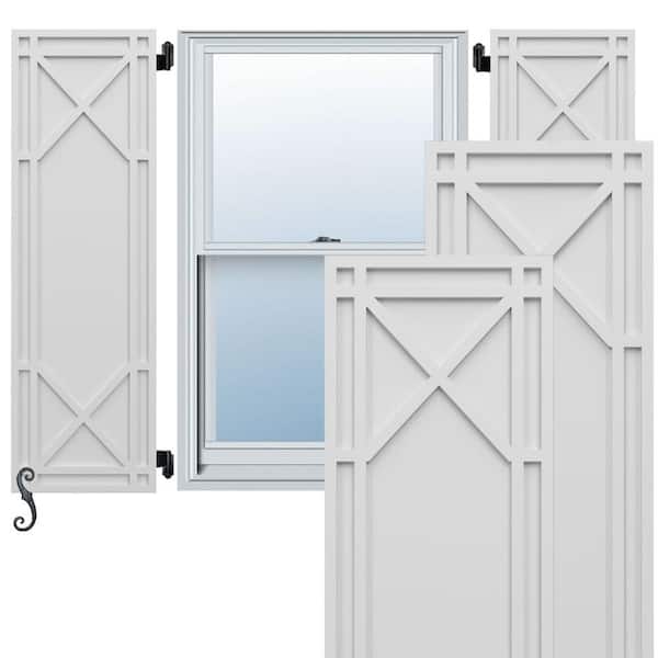 Ekena Millwork EnduraCore Bungalow 15-in W x 32-in H Raised Panel Composite Shutters Pair in White