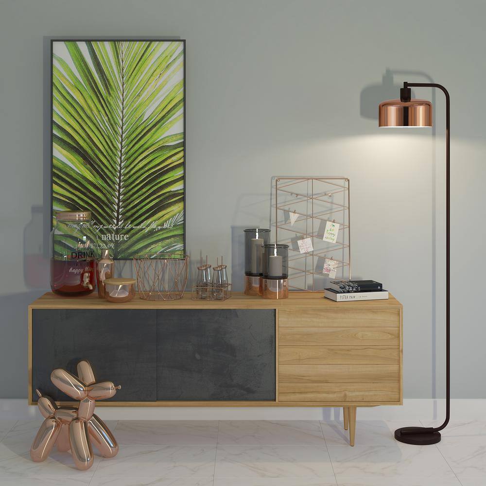 Sleek Industrial Elegance Bronze Floor Lamp with Polished Copper Shade