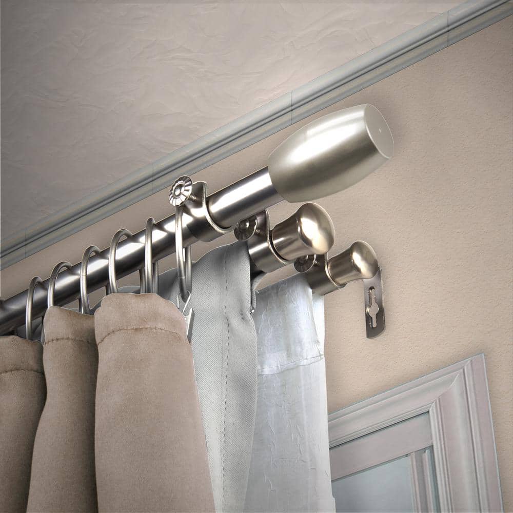 "13/16"" Dia Adjustable 66"" to 120"" Triple Curtain Rod in Satin Nickel with Evie Finials" price history on PriceWatchPro