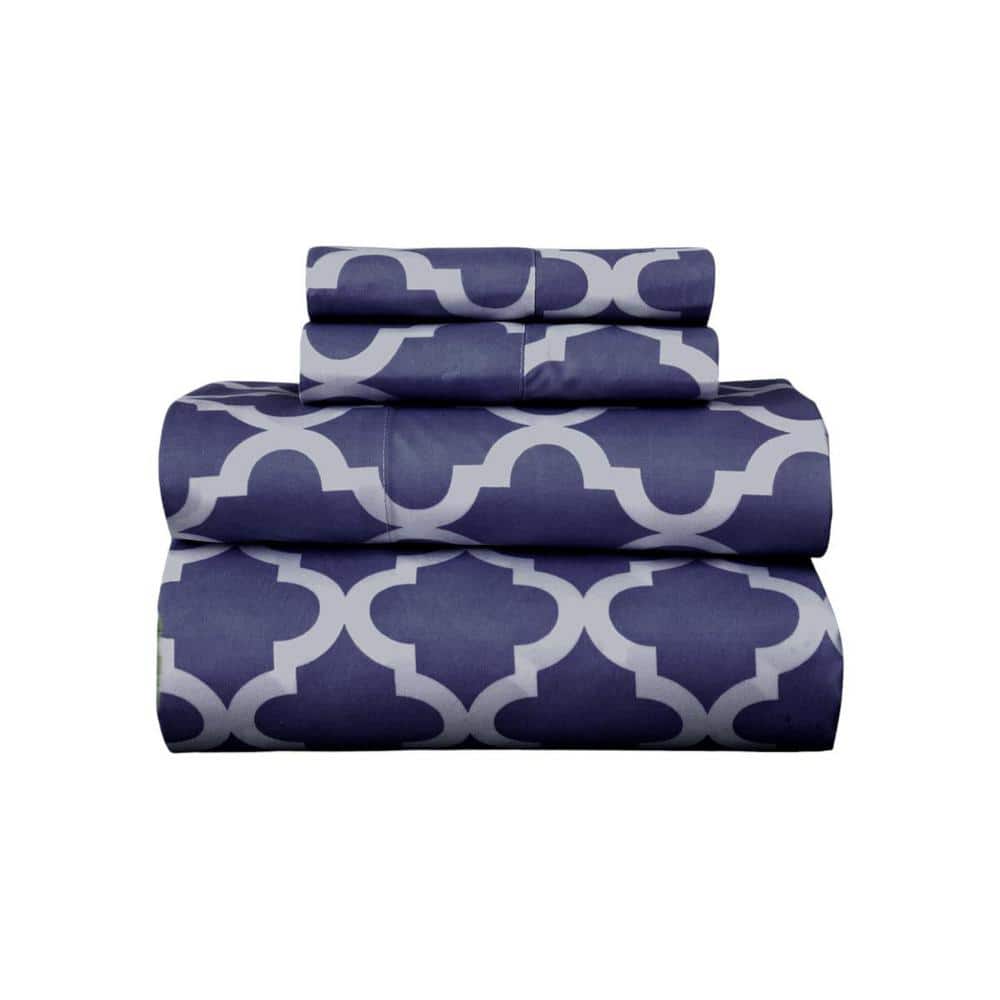 4-Piece Navy and White Novelty Microfiber Full Sheet Set price history on PriceWatchPro