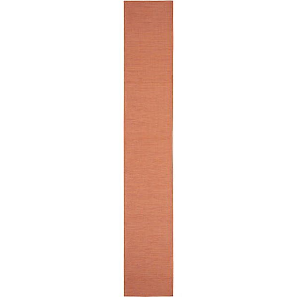 Nourison Positano Terracotta 2 ft. x 12 ft. Kitchen Runner Solid Modern Indoor/Outdoor Patio Area Rug