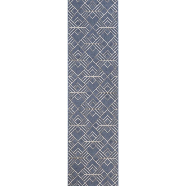 Dariya Blue 2 ft. x 7 ft. Indoor/Outdoor Runner Rug