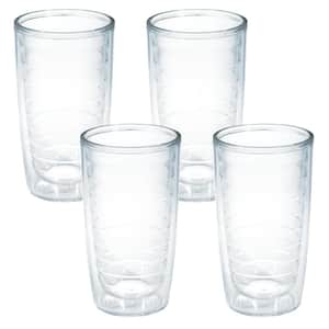 Clear Plastic 16 oz. 4-Pack Double Walled Insulated Tumbler No Lid