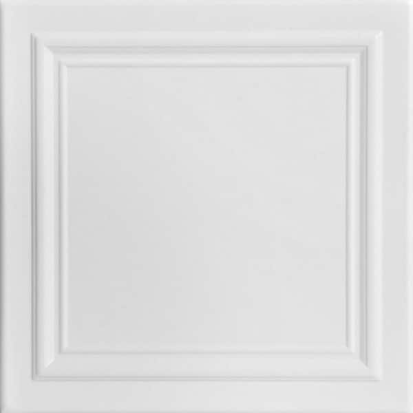 A La Maison Ceilings Line Art White Heron 1.6 ft. x 1.6 ft. Decorative Foam Glue Up Ceiling Tile (21.6 sq. ft./Case)