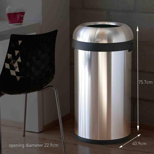 16 gal. Brushed Round Open Top Metal Trash Can TG-10001