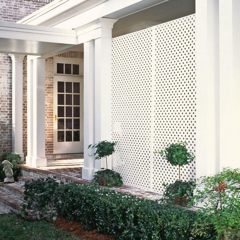 4 ft. x 8 ft. White Privacy Diamond Vinyl Lattice Panel