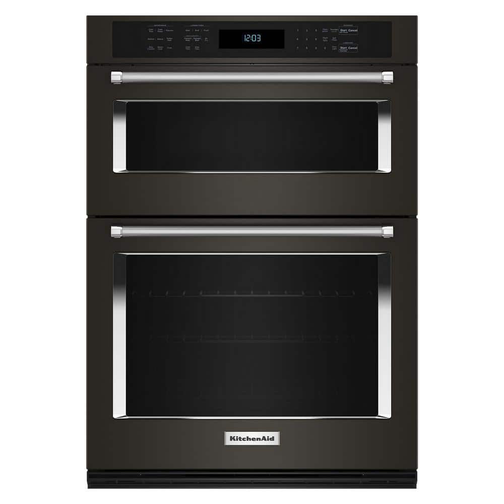 30 in. Electric Wall Oven and Microwave Combo in Black Stainless Steel with PrintShield Finish with Air Fry Mode