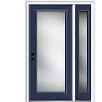 53 in. x 81.75 in. Micro Granite Right-Hand Full Lite Classic Painted Fiberglass Smooth Prehung Front Door with Sidelite