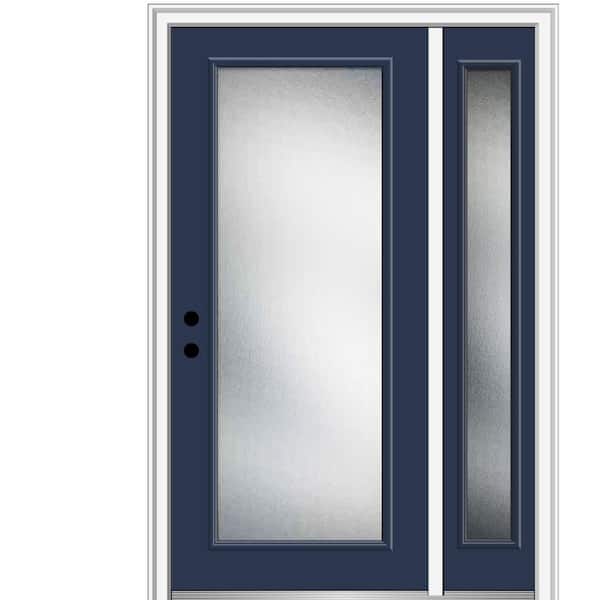 MMI Door 53 in. x 81.75 in. Micro Granite Right-Hand Full Lite Classic Painted Fiberglass Smooth Prehung Front Door with Sidelite