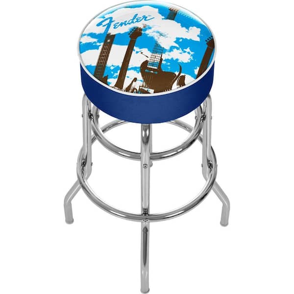 Trademark Fender Guitar in the Clouds Chrome Padded Swivel Bar Stool