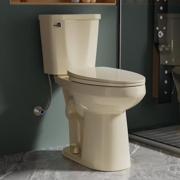 Vomlor Elongated 19 in. Tall ADA Bone Toilet 2-Piece 1.28 GPF Single Flush with Soft Close Seat for Seniors, Easy Clean