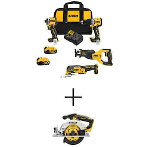 20V MAX Lithium-Ion Cordless Brushless 4 Tool Combo Kit and 20V MAX Cordless Brushless 6.5 in. Circular Saw