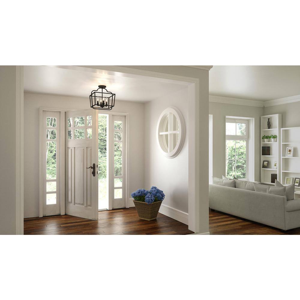 Blanche Matte Black 4-Light Transitional Semi-Flush Mount