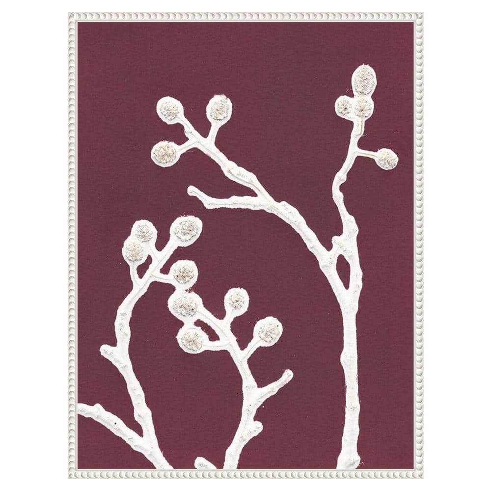 Eastern-Inspired Minimalist Plum Canvas Framed Wall Art 23 x 30