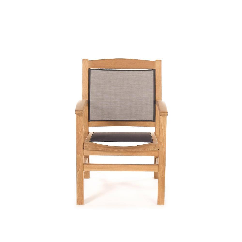 Colorado Teak and Textilene Park Armchair with Curved Back