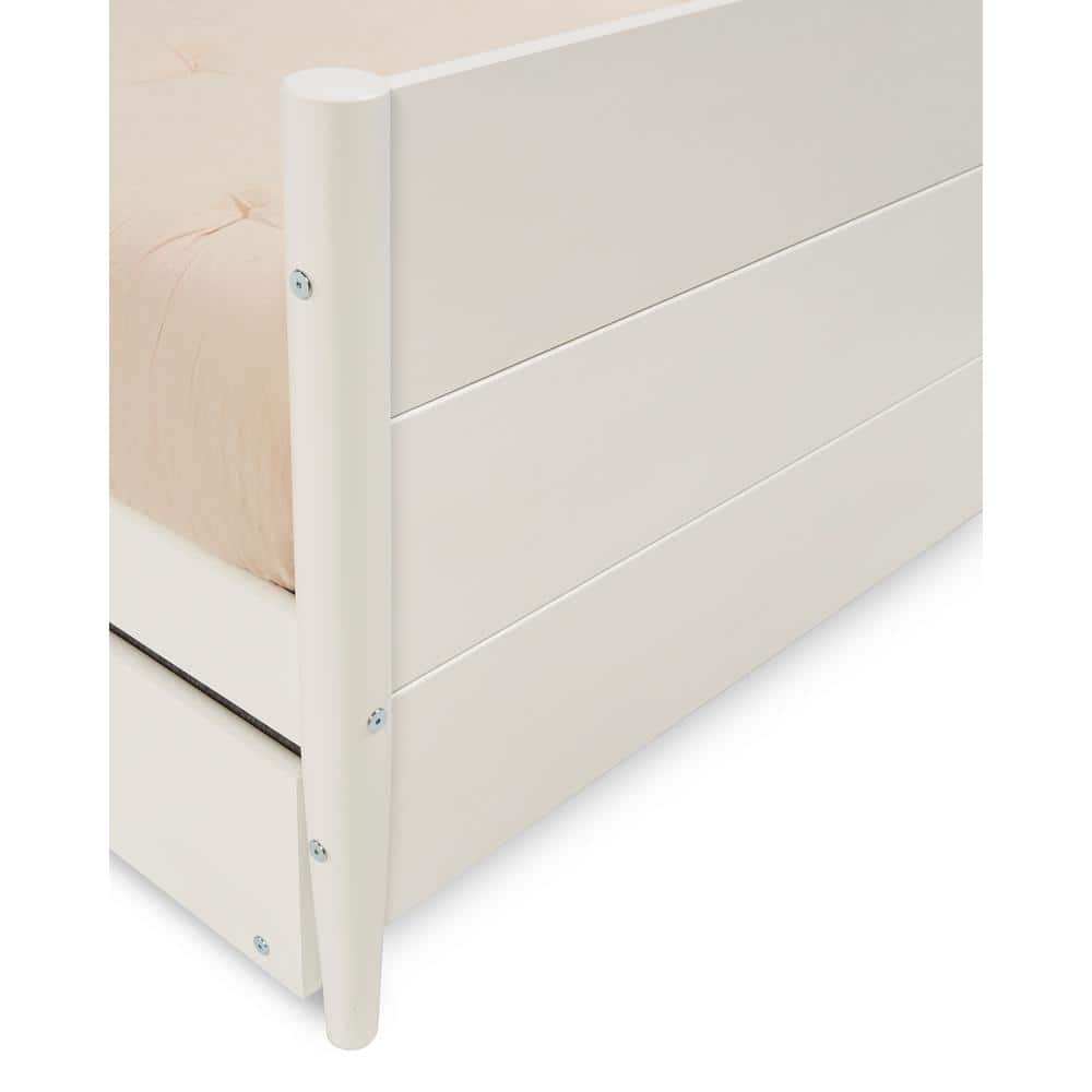 White Twin Wood Daybed with Trundle and Slats