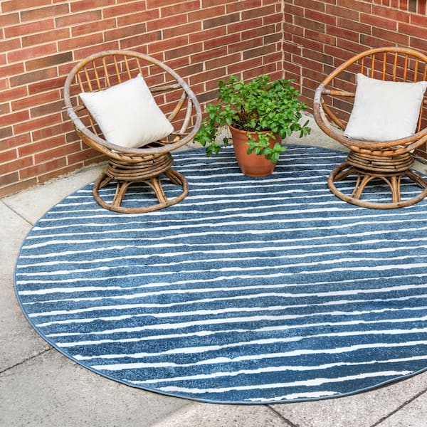 Sabrina Soto Blue 8 ft. x 8 ft. Ola Indoor/Outdoor Round Area Rug