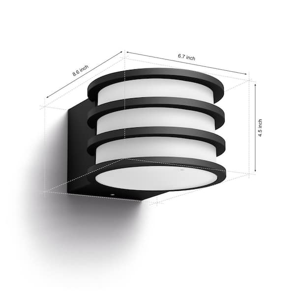 White Lucca Black Outdoor LED Wall Lantern Sconce with Wireless A19 Smart Light Bulb