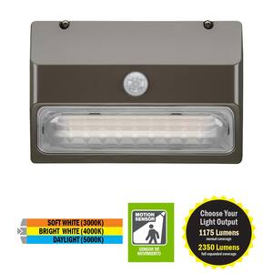 120 Degree 9 in. LED Motion Sensor Outdoor Wall Security Light 1175 to 2350 Lumens 3 Color Temperature Options Walkway