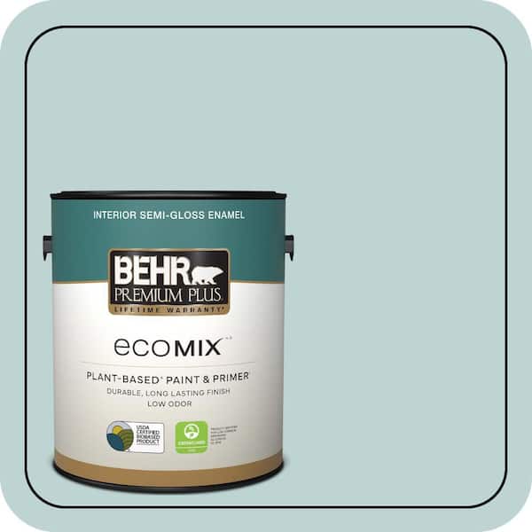 1 gal. #500E-3 Rain Washed Semi-Gloss Enamel EcoMix Plant-Based Interior Paint & Primer