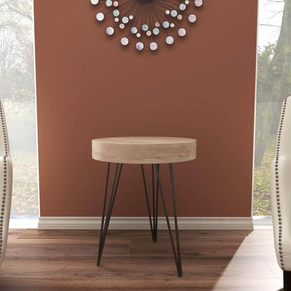 Elegant Round 20" Wood and Metal Accent Table in Brown