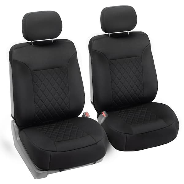 FH Group Ultra Sleek Car Seat Cushions 23 in. x 1 in. x 47 in. Oxford Fabric Front Set, Black