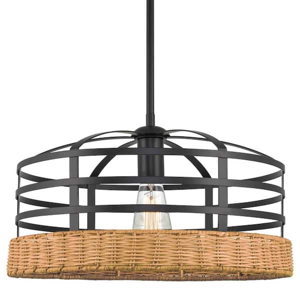 Kira Home Thatcher 60-Watt 1-Light Black Farmhouse Pendant Light, No Bulb Included