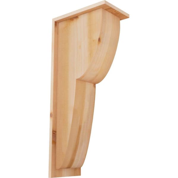 Ekena Millwork 7-1/2 in. x 12 in. x 28 in. Western Red Cedar Crestline Smooth Corbel with Backplate
