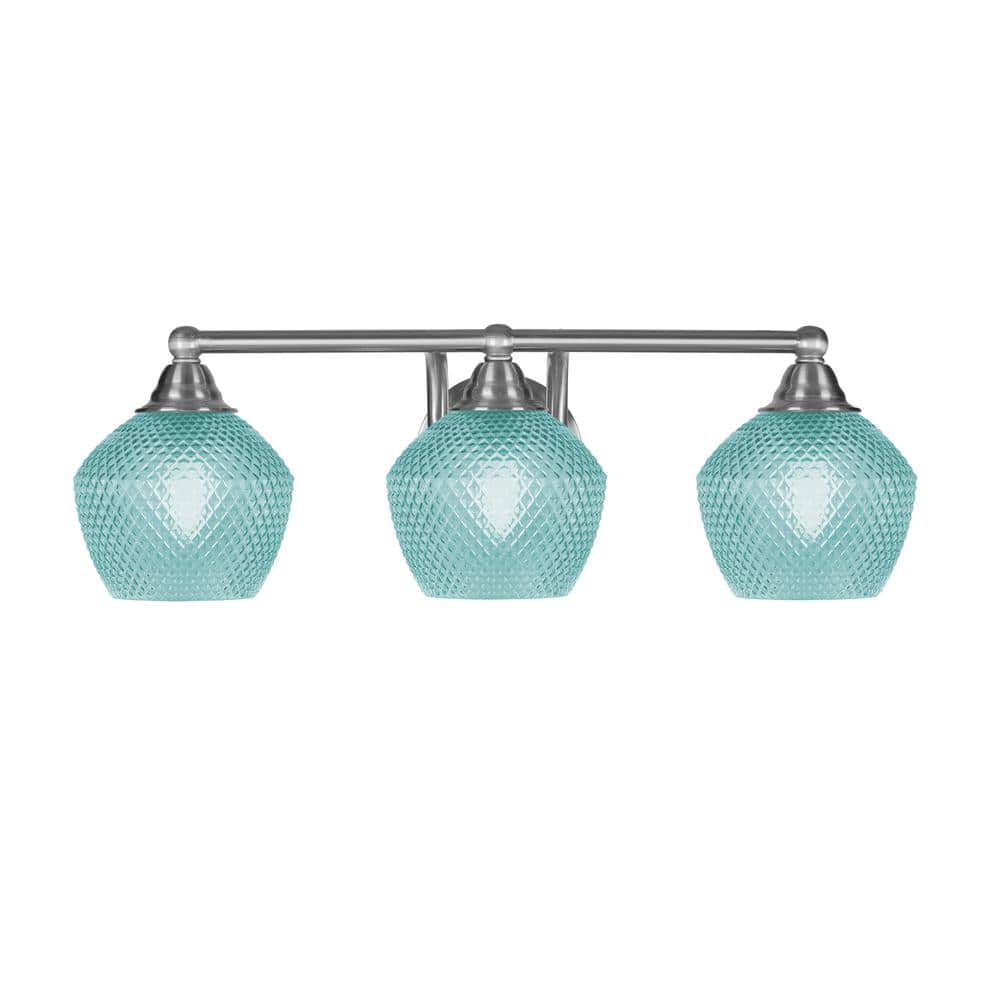 Madison 23 in. 3-Light Vanity Light Brushed Nickel with 6 in. Turquoise Tex