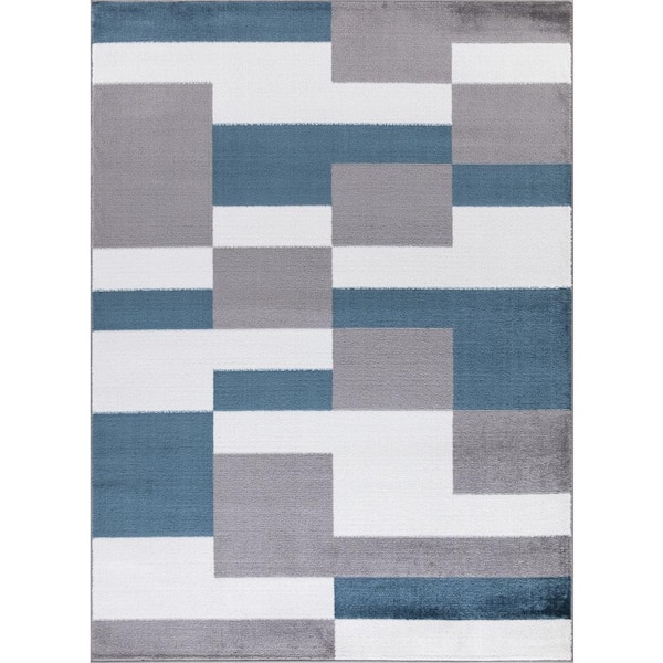 Madison Collection Squares Gray 3 ft. x 4 ft. Area Rug