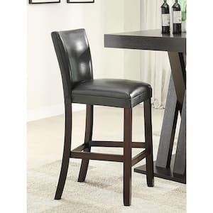 Alberton 30.5 in. Cappuccino and Black Solid Upholstered Back Wood Frame Bar Stool (Set of 2)