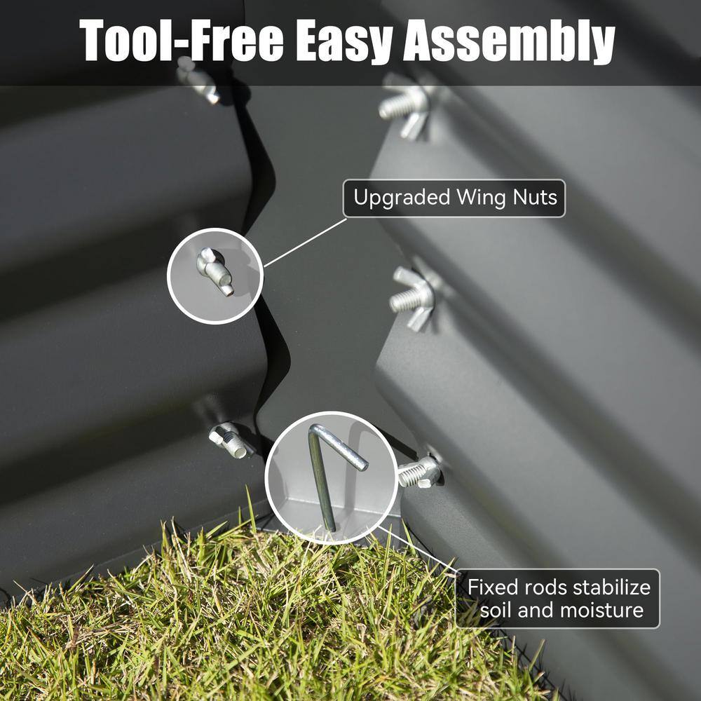 Gray Galvanized Steel Rectangular Raised Garden Bed, 6x3x1ft