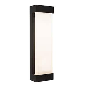 Glacier Black Modern Large Integrated LED Outdoor Hardwired Garage and Porch Light Lantern Sconce