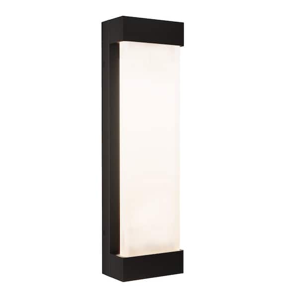 Glacier Black Modern Large Integrated LED Exterior Hardwired Garage and Porch-Light Lantern Sconce