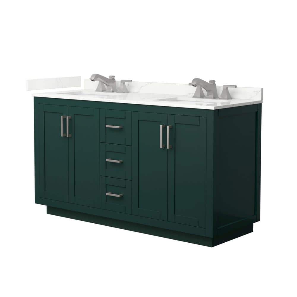 Miranda 60 in. W x 22 in. D x 33.75 in. H Double Bath Vanity in Green with Giotto Quartz Top price history on PriceWatchPro