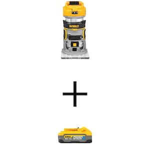 20V Max XR Lithium-Ion Cordless Brushless Fixed Base Compact Router with Powerstack 20V Lithium-Ion 5.0Ah Battery Pack