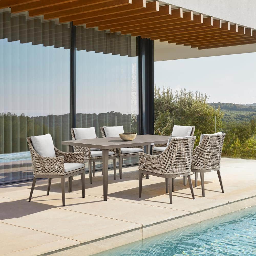 Silvana Gray Aluminum and Wicker 6-Person Outdoor Dining Set