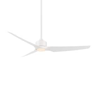 Stella 60 in. Integrated LED Indoor and Outdoor 3-Blade Smart Ceiling Fan Matte White with Remote 3000k