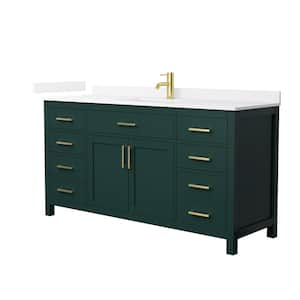 Beckett 66 in. Single Freestanding Green Bath Vanity with White Quartz Top