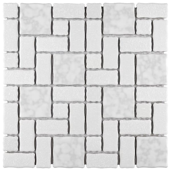 Merola Tile Academy White 11-3/4 in. x 11-3/4 in. Porcelain Mosaic Tile (9.8 sq. ft./Case)
